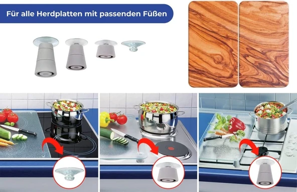 2'li 30x52 Cm Cam Ocak Koruyucu 4'lü Ocaklar Için Ahşap Model - Resim 6