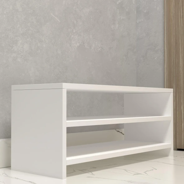 Kenzlife ayakkabılık konevi mat beyaz suntalam 035*080*30 sekiz çift ayakkabı kapasitesi arkalıksız - 3