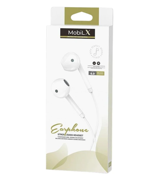 MobiLX ME-02 Beyaz Spor Kulak İçi Kulaklık – Aux Girişli, HD Ses Kalitesi, Tüm Telefon ve Cihazlarla Uyumlu - 2