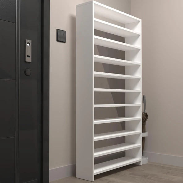 Kenzlife ayakkabılık mısri mat beyaz suntalam 170*060*20 otuzüç çift ayakkabı kapasitesi arkalıksız - Resim 3