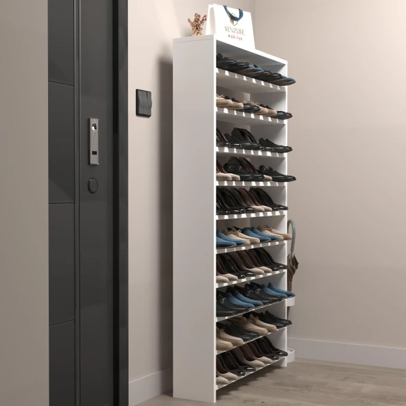 Kenzlife ayakkabılık mısri mat beyaz suntalam 170*060*20 otuzüç çift ayakkabı kapasitesi arkalıksız ürün görseli