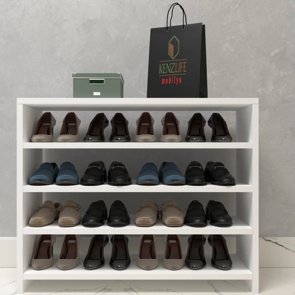 Kenzlife ayakkabılık konevi mat beyaz suntalam 065*080*30 onaltı çift ayakkabı kapasitesi arkalıksız - Resim 2