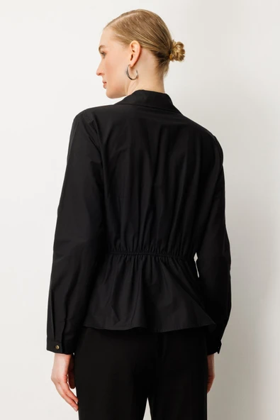 Kruvaze Yaka Önü Tokalı Bluz Ekol - Resim 11