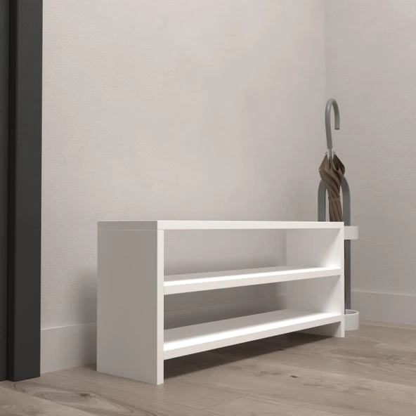 Kenzlife ayakkabılık mısri mat beyaz suntalam 035*080*20 sekiz çift ayakkabı kapasitesi arkalıksız - 3