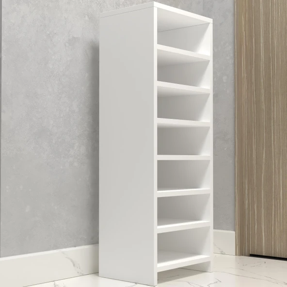 Kenzlife ayakkabılık konevi mat beyaz suntalam 110*040*30 ondört çift ayakkabı kapasitesi arkalıksız - Resim 3