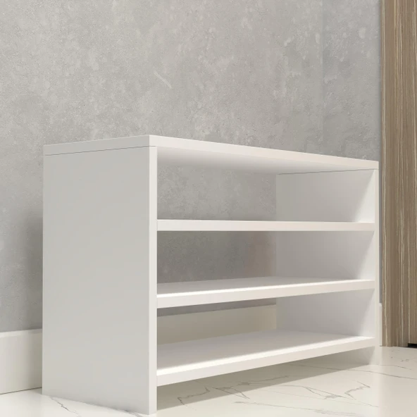 Kenzlife kapaklı ayakkabılık bosnevi mat beyaz suntalam 050*080*30 oniki çift ayakkabı kapasitesi arkalıksız - Resim 3