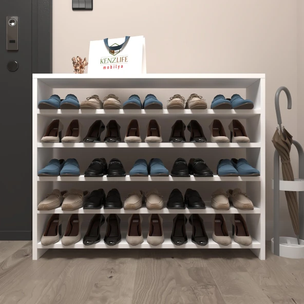 Kenzlife ayakkabılık mısri mat beyaz suntalam 080*080*20 yimi çift ayakkabı kapasitesi arkalıksız ürün görseli
