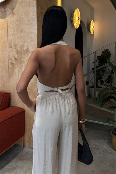 Halter Yaka Yelekli Modal Takım 10144 - Resim 22