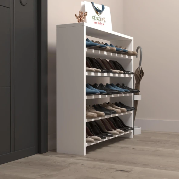 Kenzlife ayakkabılık mısri mat beyaz suntalam 080*060*20 onbeş çift ayakkabı kapasitesi arkalıksız ürün görseli