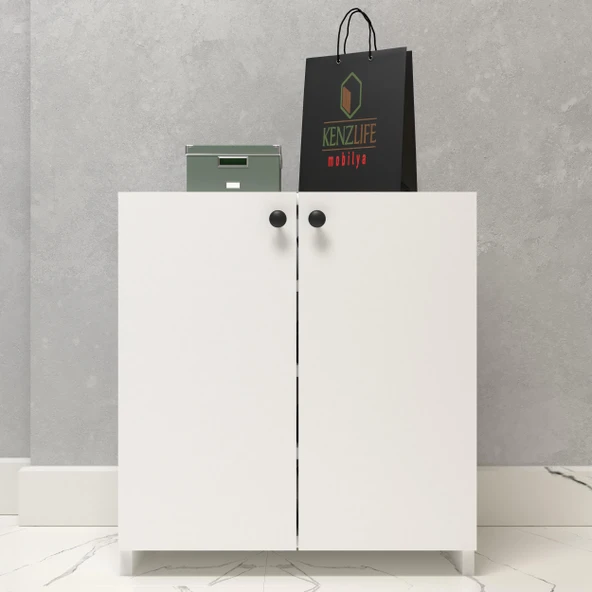 Kenzlife kapaklı ayakkabılık bosnevi mat beyaz suntalam 065*060*30 oniki çift ayakkabı kapasitesi arkalıksız ürün görseli