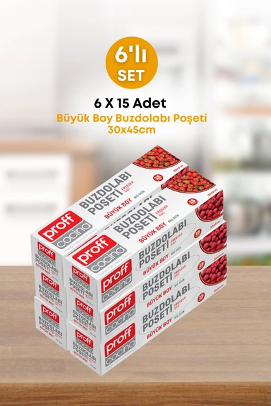 6 Adet 15’li Buzdolabı Poşeti Büyük Boy Dayanıklı Gıda Saklama Torbası 30x45cm ürün görseli 1