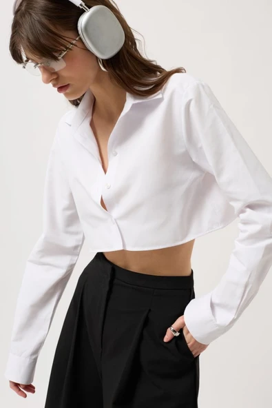 Basic Crop Gömlek - Resim 3