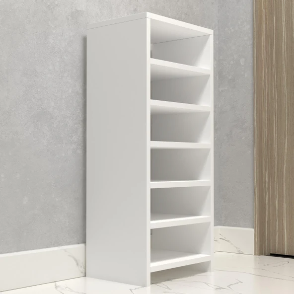 Kenzlife kapaklı ayakkabılık bosnevi mat beyaz suntalam 095*040*30 oniki çift ayakkabı kapasitesi arkalıksız - Resim 3