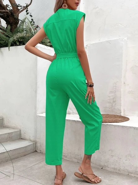 Keten Tulum Kolsuz Tek sıra Düğmeli - Resim 4