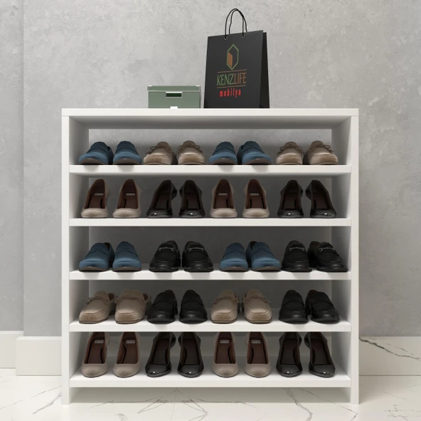 Kenzlife ayakkabılık konevi mat beyaz suntalam 080*080*30 yimi çift ayakkabı kapasitesi arkalıksız - Resim 2