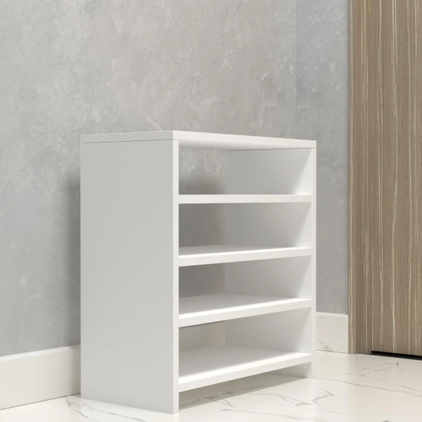 Kenzlife kapaklı ayakkabılık bosnevi mat beyaz suntalam 065*060*30 oniki çift ayakkabı kapasitesi arkalıksız - Resim 3