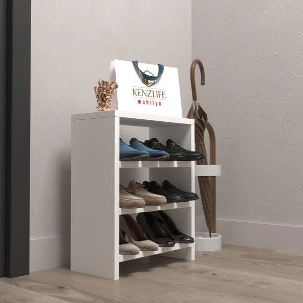 Kenzlife ayakkabılık mısri mat beyaz suntalam 050*040*20 altı çift ayakkabı kapasitesi arkalıksız - Resim 2