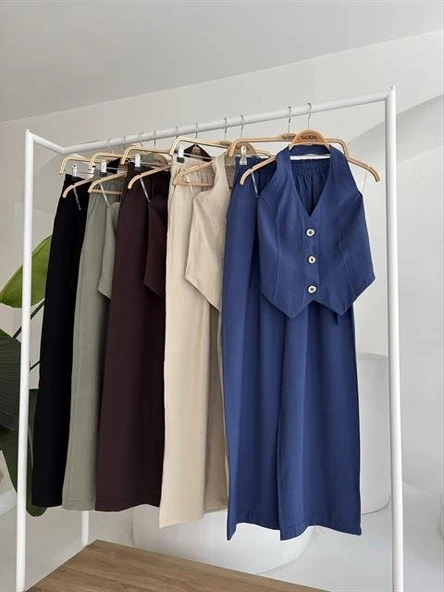 Halter Yaka Yelekli Modal Takım 10144 - Resim 9