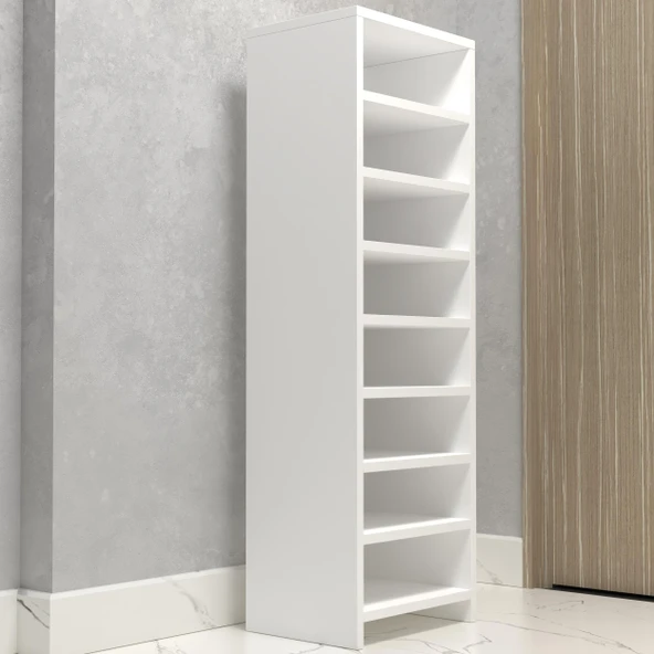 Kenzlife kapaklı ayakkabılık bosnevi mat beyaz suntalam 125*040*30 onaltı çift ayakkabı kapasitesi arkalıksız - Resim 3