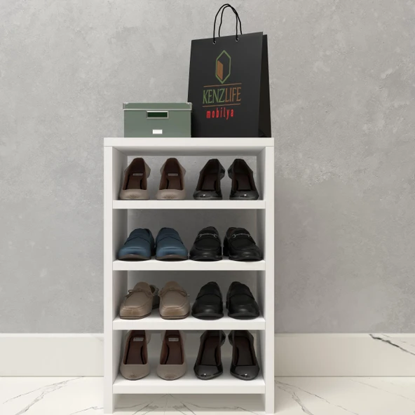 Kenzlife kapaklı ayakkabılık bosnevi mat beyaz suntalam 065*040*30 sekiz çift ayakkabı kapasitesi arkalıksız - Resim 2