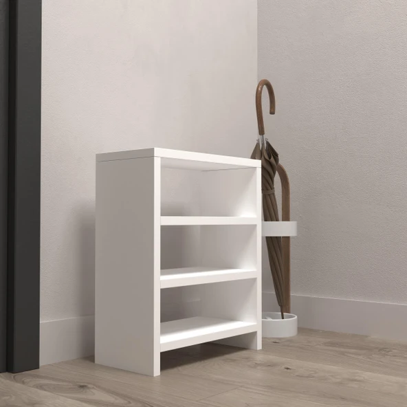 Kenzlife ayakkabılık mısri mat beyaz suntalam 050*040*20 altı çift ayakkabı kapasitesi arkalıksız - Resim 3