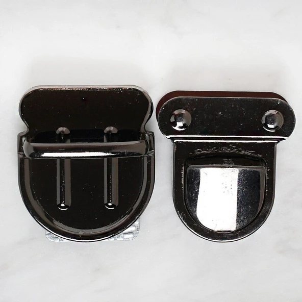 Loren Metal Çanta Kilidi Büyük Siyah - Resim 4