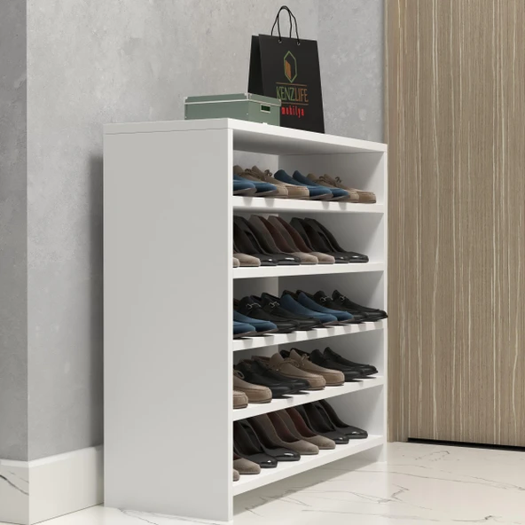 Kenzlife ayakkabılık konevi mat beyaz suntalam 080*080*30 yimi çift ayakkabı kapasitesi arkalıksız ürün görseli 1