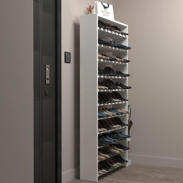 Kenzlife ayakkabılık mısri mat beyaz suntalam 183*060*20 otuzaltı çift ayakkabı kapasitesi arkalıksız ürün görseli