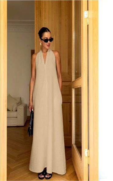 V Yaka Paraşüt Elbise - Resim 2