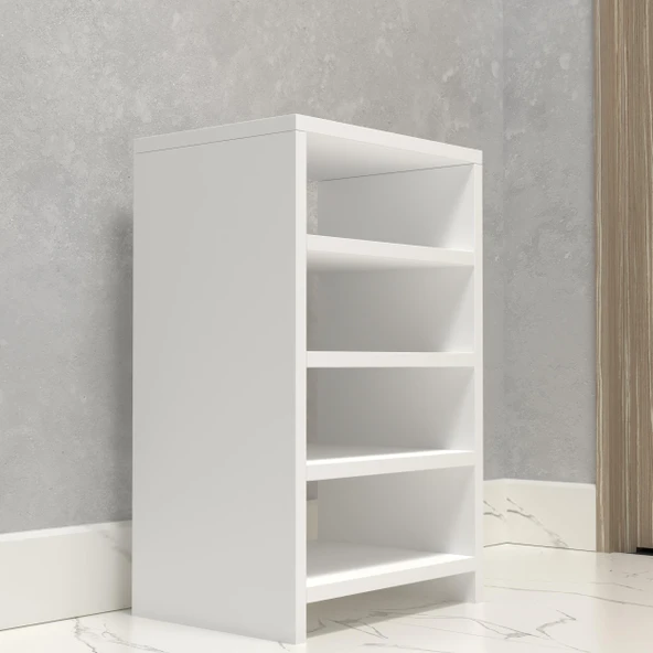 Kenzlife kapaklı ayakkabılık bosnevi mat beyaz suntalam 065*040*30 sekiz çift ayakkabı kapasitesi arkalıksız - Resim 3