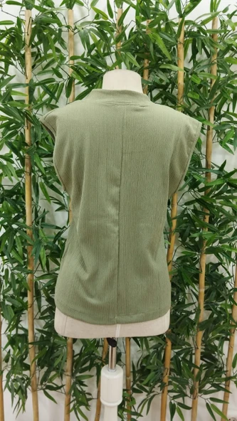 Kadın Hakim Yaka Fermuarlı Bürümcük Bluz - Resim 5