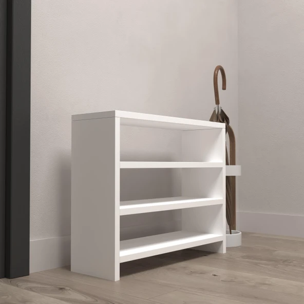 Kenzlife ayakkabılık mısri mat beyaz suntalam 050*060*20 dokuz çift ayakkabı kapasitesi arkalıksız - Resim 3