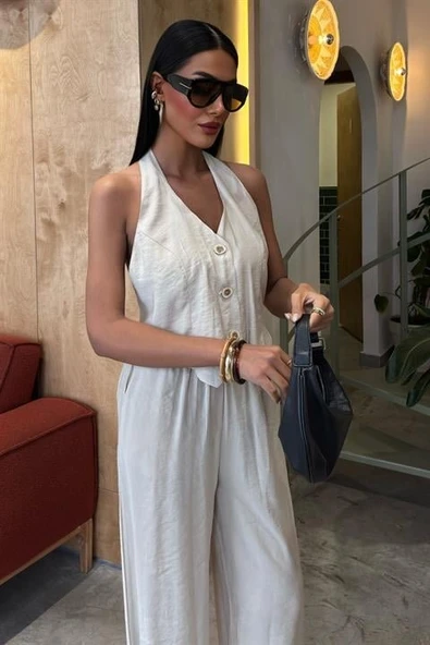 Halter Yaka Yelekli Modal Takım 10144 - Resim 15