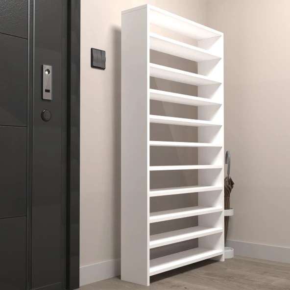 Kenzlife ayakkabılık mısri mat beyaz suntalam 155*080*20 kırk çift ayakkabı kapasitesi arkalıksız - 3