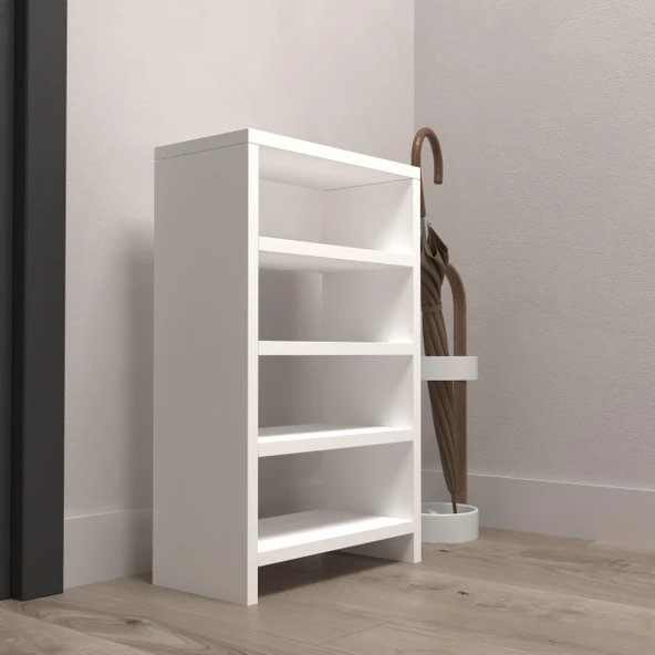 Kenzlife ayakkabılık mısri mat beyaz suntalam 065*040*20 sekiz çift ayakkabı kapasitesi arkalıksız - 3