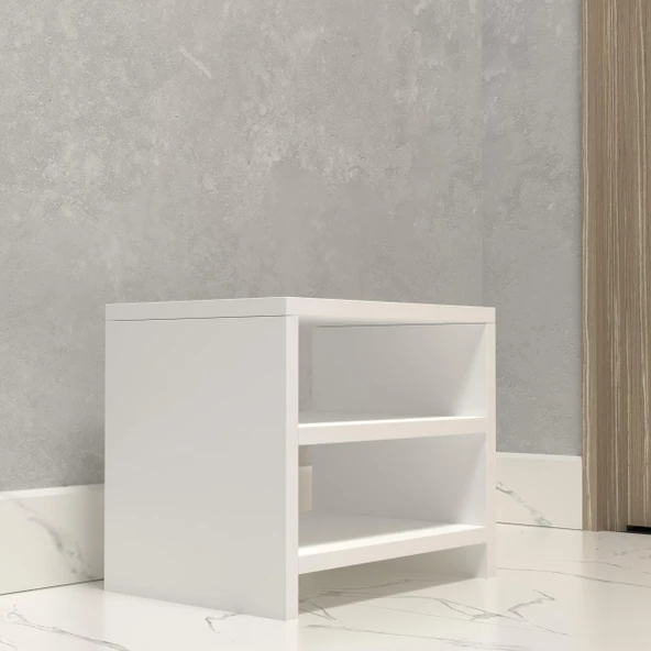 Kenzlife ayakkabılık konevi mat beyaz suntalam 035*040*30 dört çift ayakkabı kapasitesi arkalıksız - Resim 3