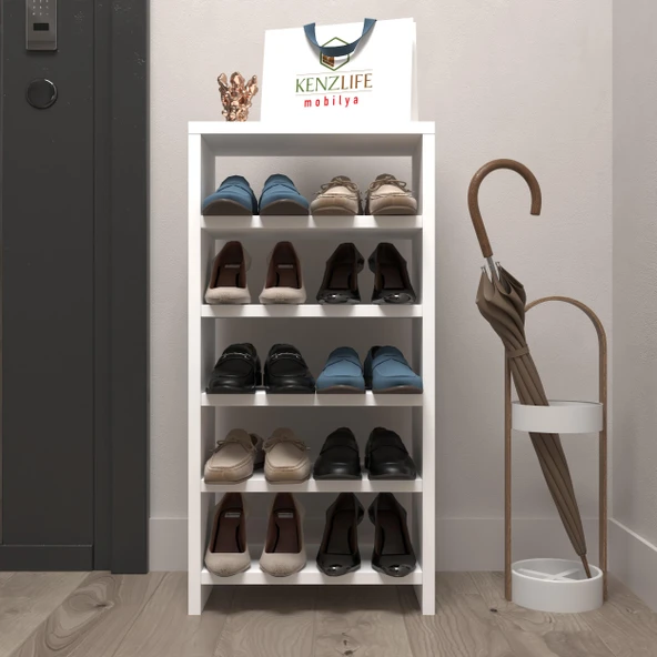 Kenzlife ayakkabılık mısri mat beyaz suntalam 080*040*20 on çift ayakkabı kapasitesi arkalıksız ürün görseli