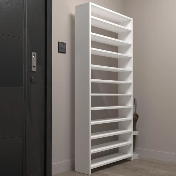 Kenzlife ayakkabılık mısri mat beyaz suntalam 183*060*20 otuzaltı çift ayakkabı kapasitesi arkalıksız - Resim 3