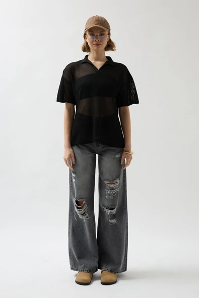 Polo Yaka TransparanT-Shirt - Resim 2