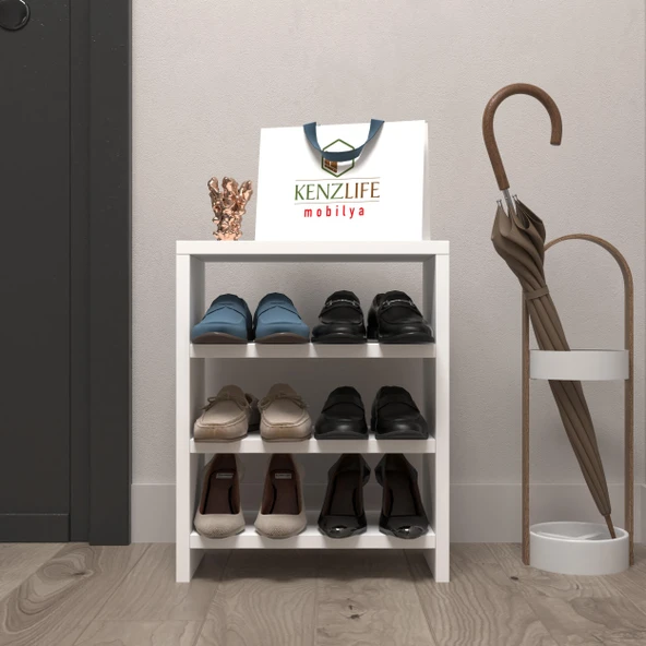 Kenzlife ayakkabılık mısri mat beyaz suntalam 050*040*20 altı çift ayakkabı kapasitesi arkalıksız ürün görseli