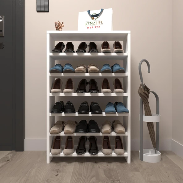 Kenzlife ayakkabılık mısri mat beyaz suntalam 095*060*20 onsekiz çift ayakkabı kapasitesi arkalıksız - Resim 2