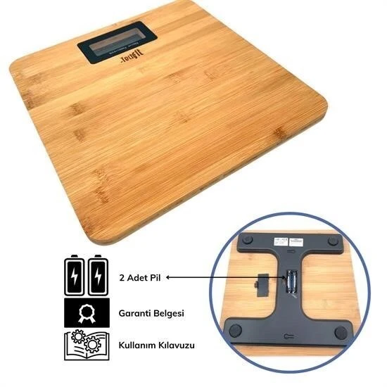 BUFFER® Techfit Bambu Banyo Baskülü Yüksek Hassasiyetli Darbelere Dijital Dayanıklı Terazi Tf 1065 M - Resim 4