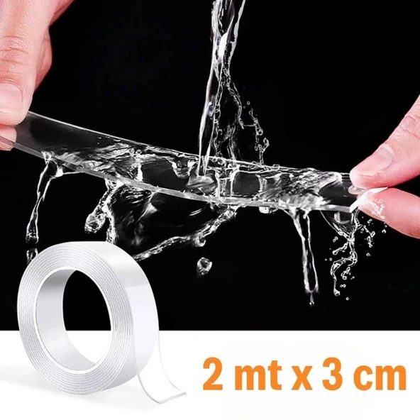 BUFFER® Ultra Güçlü Çift Taraflı 2 mt x 3 cm Çift Taraflı Nano Bant - Resim 5
