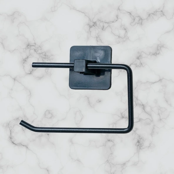 BUFFER® Kendiliğinden Yapışkanlı Siyah Paslanmaz Metal Kapaksız Tuvalet Kağıtlığı Aparatı - Resim 2