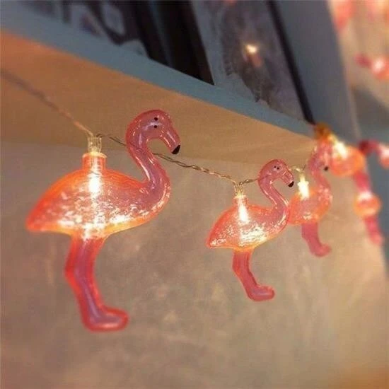 BUFFER® 10lu Pilli Led Flamingo Dekoratif Işık Zinciri Aydınlatma 1,5 Mt - Resim 15