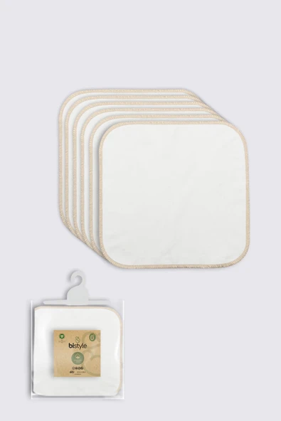 Bistyle Organik 28x28 6'lı Penye Mendil 90103 Ekru - 1