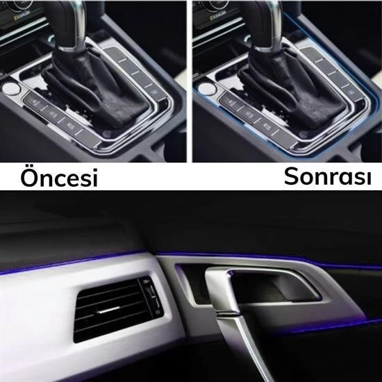 BUFFER® Mavi Araba OtoTrim Dekorasyon Şeridi Kauçuk Elastik Kolay Kurulum 5 metre Şerit Bant - Resim 3