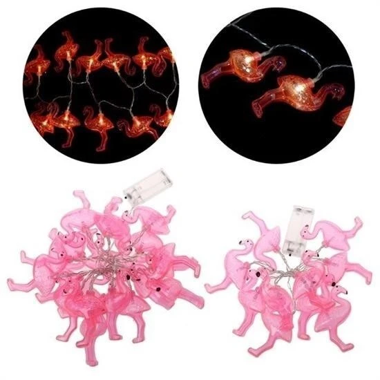 BUFFER® 10lu Pilli Led Flamingo Dekoratif Işık Zinciri Aydınlatma 1,5 Mt - Resim 6