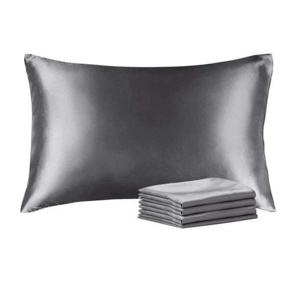 Antibakteriyel Terletmeyen İpek Saten Yastık Kılıfı 2'li 50x70 Gri - Resim 3