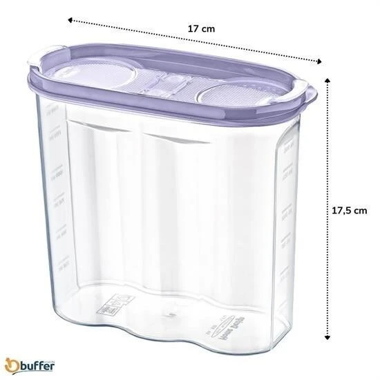 BUFFER® 2 Kapaklı Ölçekli Erzak Kuru Gıda Saklama Kutusu Kabı - 1,7 Litre - SA935 - 4